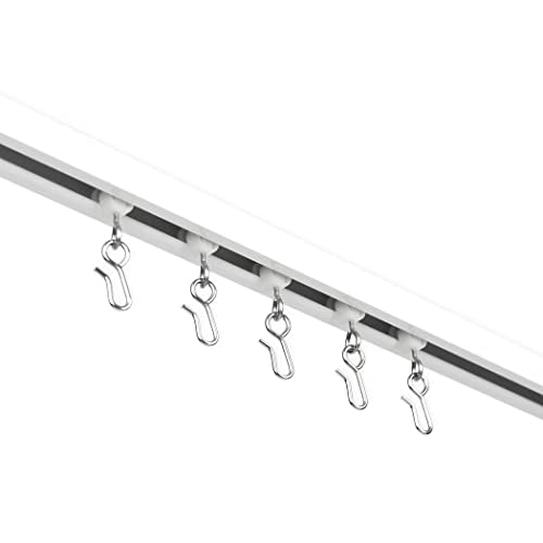Curtain Track - Ceiling Mounted Curtain Rail for Curtains, Drapes, and Room Dividers - USA Made - Small+ (12 Feet), Pure White