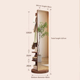 Full Length Mirror with Coat Rack - 360° Rotating Solid Wood Freestanding Floor Mirror with Hooks for Bedroom & Living Room - Space-Saving Stylish Storage Solution