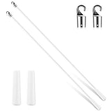 Bokon 2 Pieces White Fiberglass Blind Wand Vertical Blinds Stick Replacement with Hook and Handle for Window Opener Accessory(24 Inch)