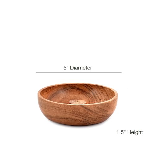 Samhita Acacia Wood Round Incense Stick Holder,Incense Burner, Ash Cather and Aromatherapy Ornament Home Décor (5" x 5" x 1.5")