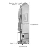 Floor-Standing Solid Wood Rotating Coat Rack，Full Length Mirror with Clothes Rack, Solid Wood Frame, Floor Standing, Tall Mirror with Wheels for Living Room, Bedroom, Hallway