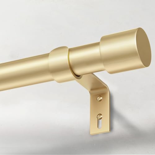 IFELS Heavy Duty Curtain Rods for Windows 66 to 120 Inch, 1 Inch Gold Curtain Rod Adjustable, Decorative Long Curtains Rods with Metal Finials, Easy Installation and Modern Design (A2,Gold,30"-120")