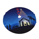 Holy Blue Star Christmas Nativity Scene Christmas Tree Skirt 36" for Xmas Halloween New Year Holiday Party Home Tree Mat Decor Ornaments Decoration