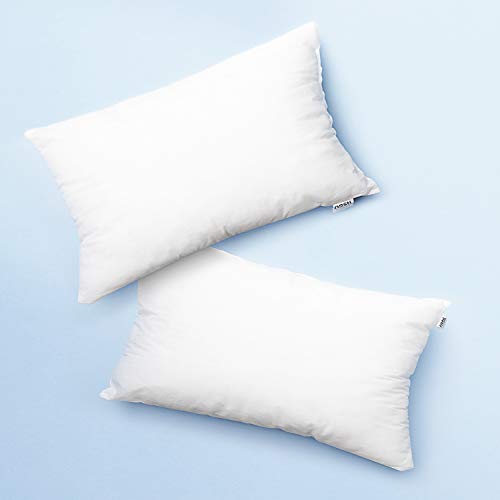 Nestl Throw Pillows for Couch, 12x18 Pillow Insert, Soft Throw Pillow, Lightweight 12x18 Pillow Inserts, Machine Washable Sofa Pillows, White Throw Pillows Premium Throw Pillow Insert 12x18 Set of 2