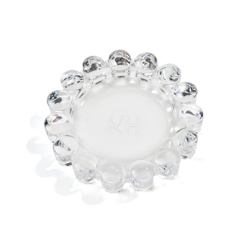 khtumeware Large Chic Clear Bubble Glass Candle Dish – Modern Clear Glass Candle Holder for Tealights & Diffusers, Decorative Tray for Home & Tabletop Decor（1 Pack）