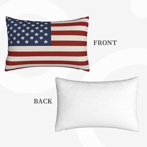 4th of July Patriotic Pillow Covers 12x20 Inch Set of 2, American Flag Decorative Throw Pillowcase Independence Day Stars and Stripes Outdoor Cushion Cover for Sofa Couch Living Room Bed Decor