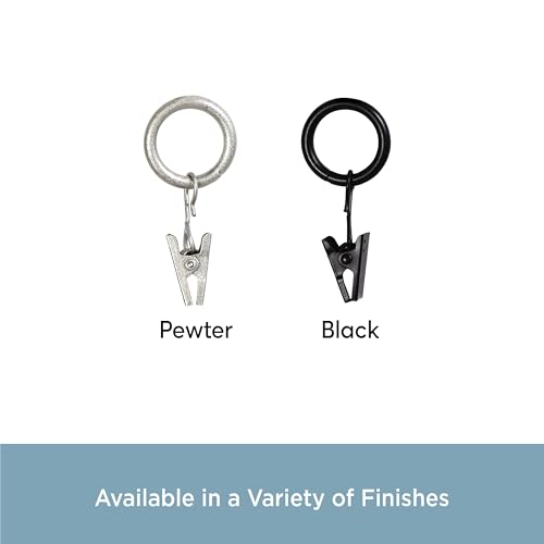 Kenney Petit Window Curtain Clip Rings, 14-Pack, Black