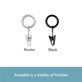 Kenney Petit Window Curtain Clip Rings, 14-Pack, Black
