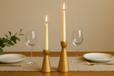 Taper Candle Holders Set of 2, Ceramic Candlestick Holder Home Decor Golden