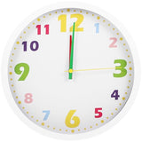 Silent Wall Clock 10-inch Analog Teaching Clock with White Frame for Room and Classroom