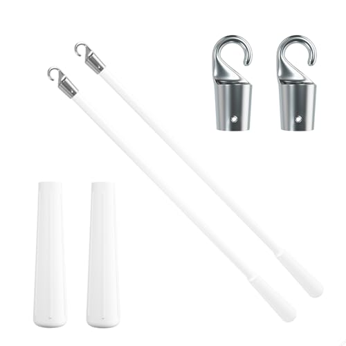 2 Pcs 12 inch Blind Wand, Vertical Blinds Replacement Parts with Hook and Grip, White Fiberglass Blind Tilt Wand, for Windows Curtain Door Shades Opener Accessory