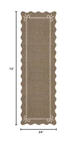 Garvee Scalloped Bow Runner Rug 2x6 Washable Kitchen Runner Rug Non-Slip