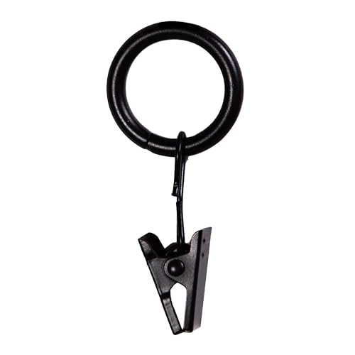 Kenney Petit Window Curtain Clip Rings, 14-Pack, Black
