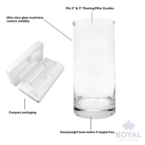 Royal Imports Glass Cylinder Vases for Centerpieces – Set of 3 Clear Hurricane Vases for Wedding, Table Decor, Floating Candles, Flowers, Candle Holders, Extra Tall Clear Vase Set, 6" / 8” / 11”