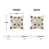 4th of July Throw Pillow Cover, 18x18 Inch Set of 2 Blue Red White Stars Patriotic Decorative Outdoor Cushion Cover Independence Memorial Day Pillow Cases Linen Farmhouse for Sofa Couch Bed