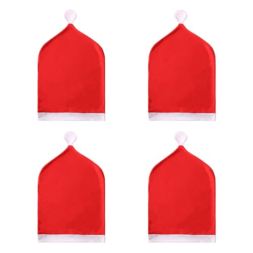 Chair Back Christmas Kitchen Chair Slipcovers in Santa Hat Shape for Holiday Decoration Chair Covers