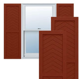 18"W x 26"H True Fit PVC Two Panel Chevron Modern Style Fixed Mount Shutters, Pepper Red (Per Pair - Hardware Not Included)