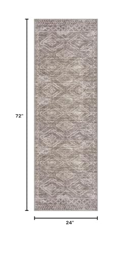 Washable Runner Rug 2x6 ft Non Slip Hallway Runners, Mauve Taupe