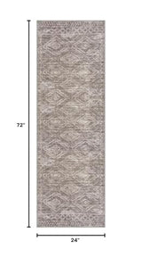 Washable Runner Rug 2x6 ft Non Slip Hallway Runners, Mauve Taupe