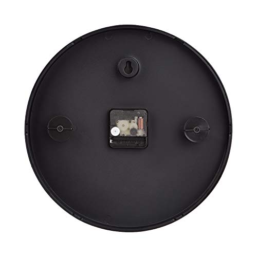 Amazon Basics Classic 12" Round Wall Clock, Easy to Read, Silent Non Ticking, Battery Operated, Black