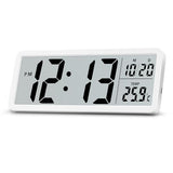 Lafocuse LCD White Digital Wall Clock Battery Operated, 8.5 Inch Large Display Digital Clocks with Date and Temperature, Modern Simple Desk Clock for Bedroom Living Room Office