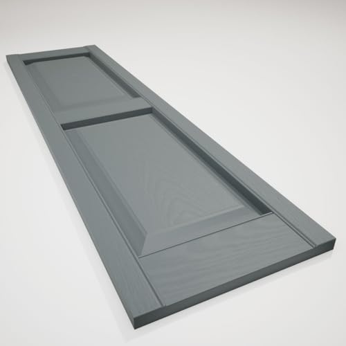 12 in. W x 51 in. H Builders Edge, TailorMade Two Equal Panels, Raised Panel Shutters, Includes Matching Installation Spikes (Per Pair), 419 - Storm Cloud