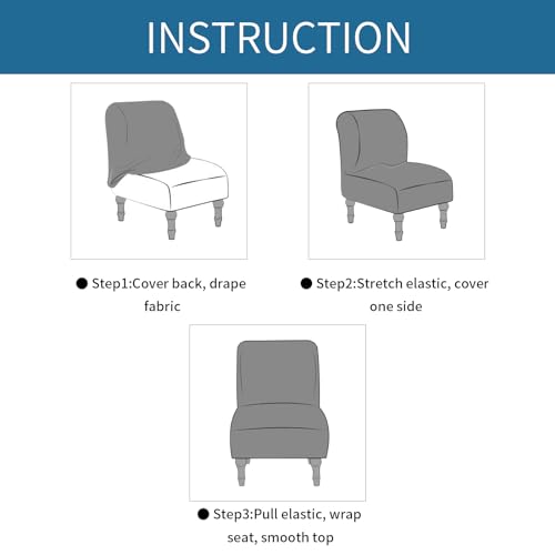 LavishCover Armless Accent Chairs Covers, Thick Armless Recliner Sofa Cover Stretchable, Removable Armless Chair Slipcover for Living Dining Room Hotel (Black, 1pc)