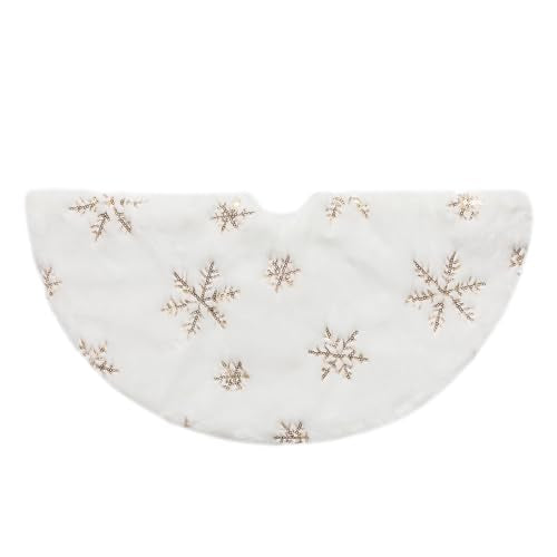 18 Inch Gold Snowflake Sequin Christmas Tree Skirt for Mini Trees – Sparkling Small Xmas Tree Base Cover with Velcro Closure, Elegant Holiday Décor