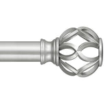 Silver Curtain Rods for Windows 48 to 84 Inch, 1 Inch Adjustable Decorative Window Treatment Rods with Aluminium Twisted Cage Finials, Heavy Duty Metal Farmhouse Drapery Pole, Easy Install