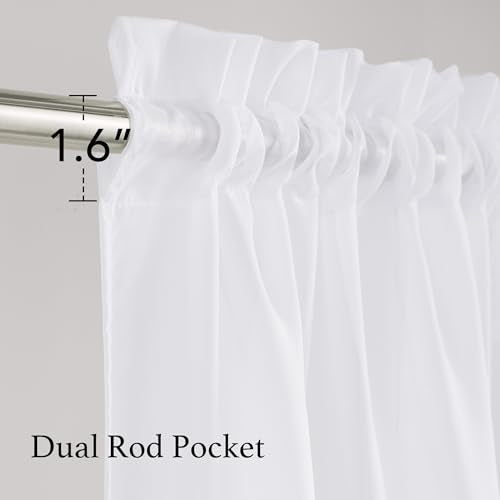 NICETOWN White Sheer 96 inches Long Curtains for Living Room, Rod Pocket Lightweight Drapes Voile Sheer Air & Breathable Window Treatments for Bedroom, W42 x L96, 2 Panels