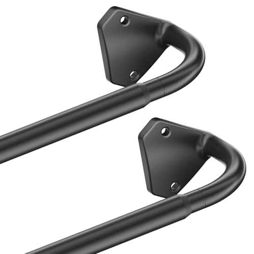 Curtain Rods, No Rust Adjustable Blackout Drapery Rods, 5/8 Inch Diameter Wrap Around Curtain Pole for Windows, Ideal for Bedroom, Outdoor (28-48 Inch, 2 Pack, Black)