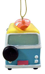 Tropical Beach Theme Hippy Van with Surfboard Hanging Christmas Tree Ornament, 3 1/2 Inch
