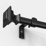 VOIIY Curtain Rods for Windows 48 to 84 Inch, Black 1 Inch Adjustable Decorative Curtain Rod, Modern Heavy Duty Window Treatment Rods, Single Splicing Metal Drapery Rod for Bedroom, Living Room