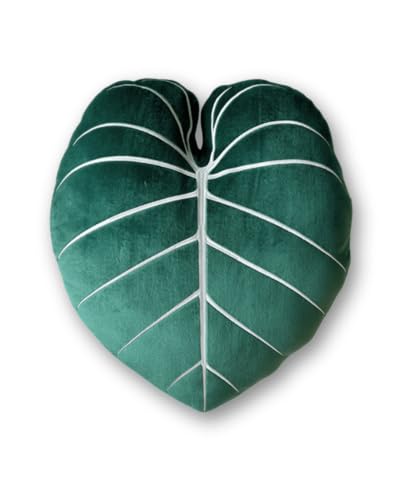 Green Philosophy Co. Philodendron Gloriosum Leaf Pillow - Forest Green