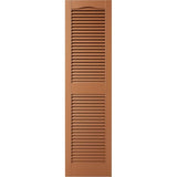 14 1/2"W x 44"H Lifetime Vinyl, TailorMade Cathedral Top Center Mullion, Open Louver Shutters, w/Shutter-Loks (Per Pair), 471 - Treated Cedar