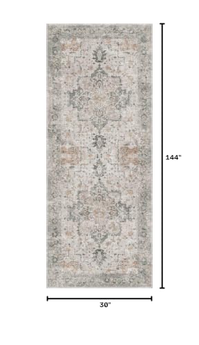 GENIMO 2'6"x12' Washable Runner Rug Non Slip for Hallway, Gray Beige