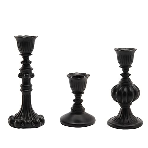 Candle Stick Candle Holder Set - Black Christmas Candlestick Holder Modern Baroque Home Decor for Coffee Table for Kwanzaa Easter Centerpiece Dinning Room Wedding Set of 3 Guichifun