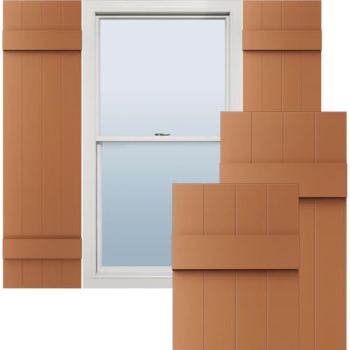 14"W x 29"H Lifetime Vinyl, TailorMade Four Board Joined (2 Batten), Board-n-Batten Shutters, w/Shutter-Loks (Per Pair), Treated Cedar