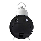 Clock Night Light Single Bell Child Clock Quartz No Ticking Bracket Clock Decoration Mute Metal Clock (Color : Black) (White)