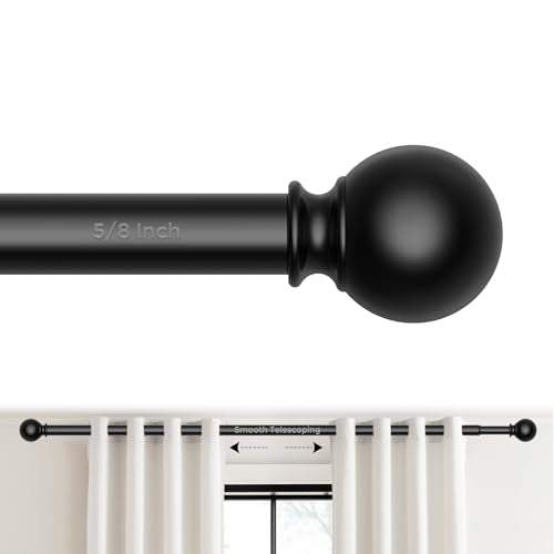 Curtain Rod for Windows 18-45 Inch, Black 5/8 Inch Small Window Treatment Rods, Short Adjustable Splicing Drapery pole, Matte Black
