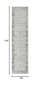 Washable Hallway Runner Rug 2.5x10, Gray Vintage Runner Rug Non Slip, Soft Distressed Long Indoor Carpet Runner for Kitchen Foyer Entryway Bedside Laundry Room Bathroom, 10 Foot Runner