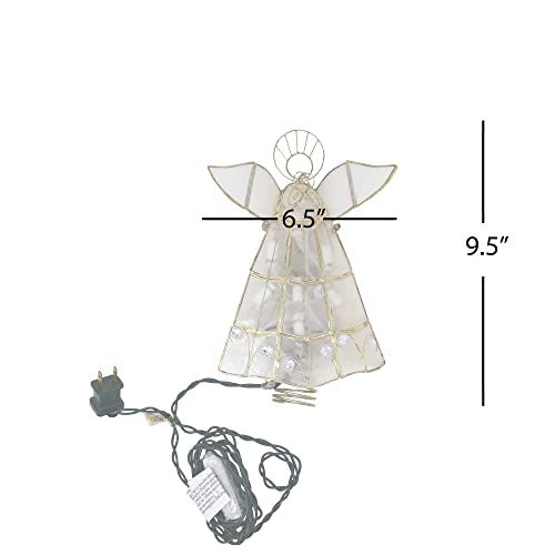 Kurt Adler 10-Light Capiz Angel Treetop with Trumpet (Clear)