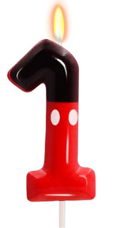 1st Black Red Birthday Candles for Boys Girls, Red Mouse Cake Topper Cupcake Decor, Cartoon Themed Birthday Party Decorations Supplies (Number 1)