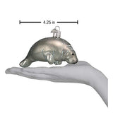 Old World Christmas Manatee Glass Blown Ornament for Christmas Tree, Handcrafted Holiday Decoration, Sea Collection