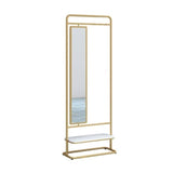 Full-Length Mirror Full-Body Floor Mirror Rotating Dressing Mirror Hanging Coat Rack Combination Simple Storage Home Bedroom Coat Rack Full Length Floor Mirror (Gold 70cm)