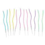 12 Count Pastel Twisted Spiral Birthday Candles, Rainbow Spiral Birthday Candles with Holders, Candle for Cake, Party Candle Set, Cake Candles