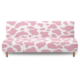 Pink Cow Print Non Slip & Dustproof Protector Futon Covers Stretchy Sofa Couch Slipcover with Elastic Bands Armless Sofa Couch Slipcover Machine Washable