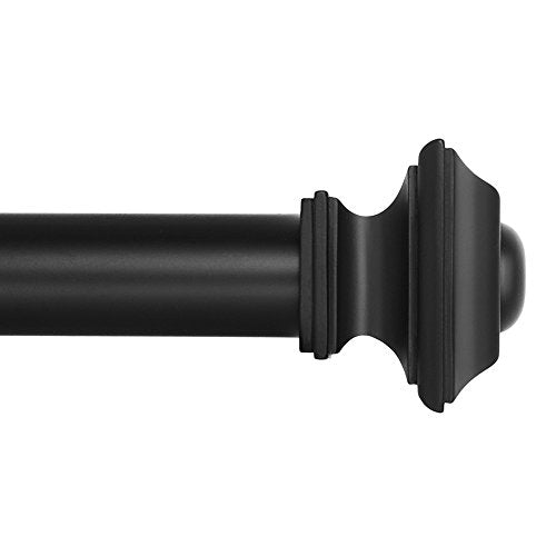 Ivilon Drapery Treatment Window Curtain Rod - Square Design 1 1/8 Rod. 48 to 86 Inch. Black