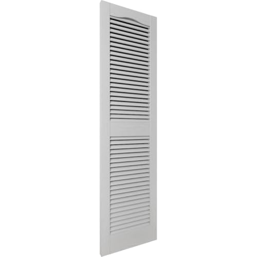 Ekena Millwork Lifetime Vinyl LL1S12X03100PG Standard Cathedral Top Center Mullion, Open Louver Vinyl Shutters, w/Installation Shutter-Lok's & Matching Screws (Per Pair), 12"W x 31"H, Paintable
