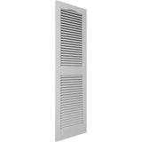 Ekena Millwork Lifetime Vinyl LL1S12X04800PG Standard Cathedral Top Center Mullion, Open Louver Vinyl Shutters, w/Installation Shutter-Lok's & Matching Screws (Per Pair), 12"W x 48"H, Paintable
